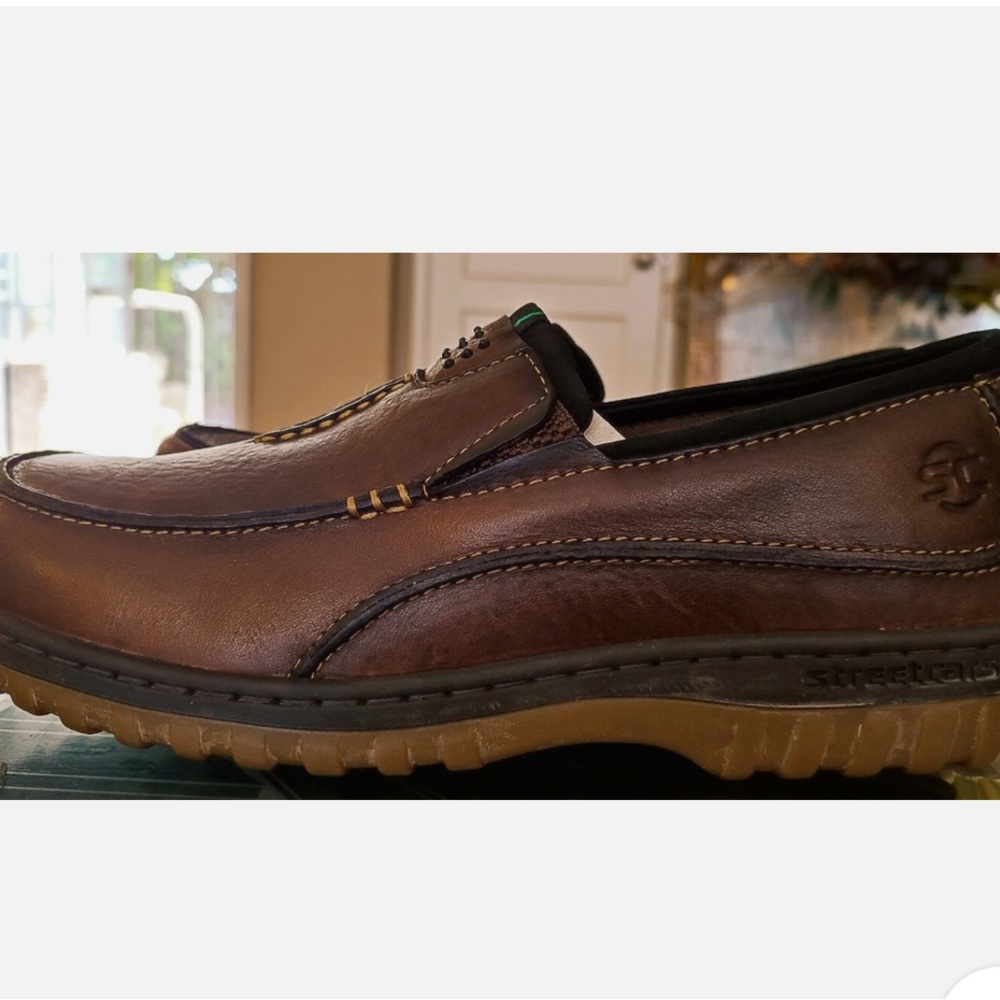 Streetcar ASC Carrera Brown Leather Slip-On Loafers size 8